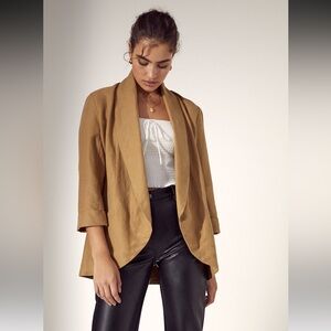Aritzia Wilfred Chevalier Linen Jacket in Honey Brown